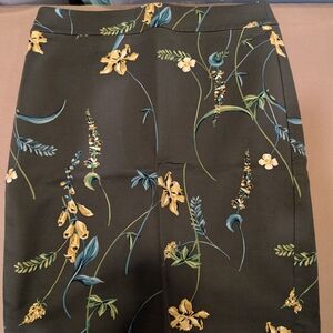 Ann Taylor Dark Olive Floral Pencil Skirt